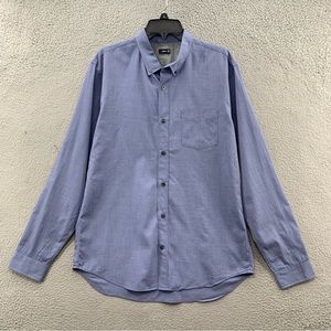 Vince Shirt Men's Size Large Blue Pin Striped Button Up Long Sleeve 100% Cotton